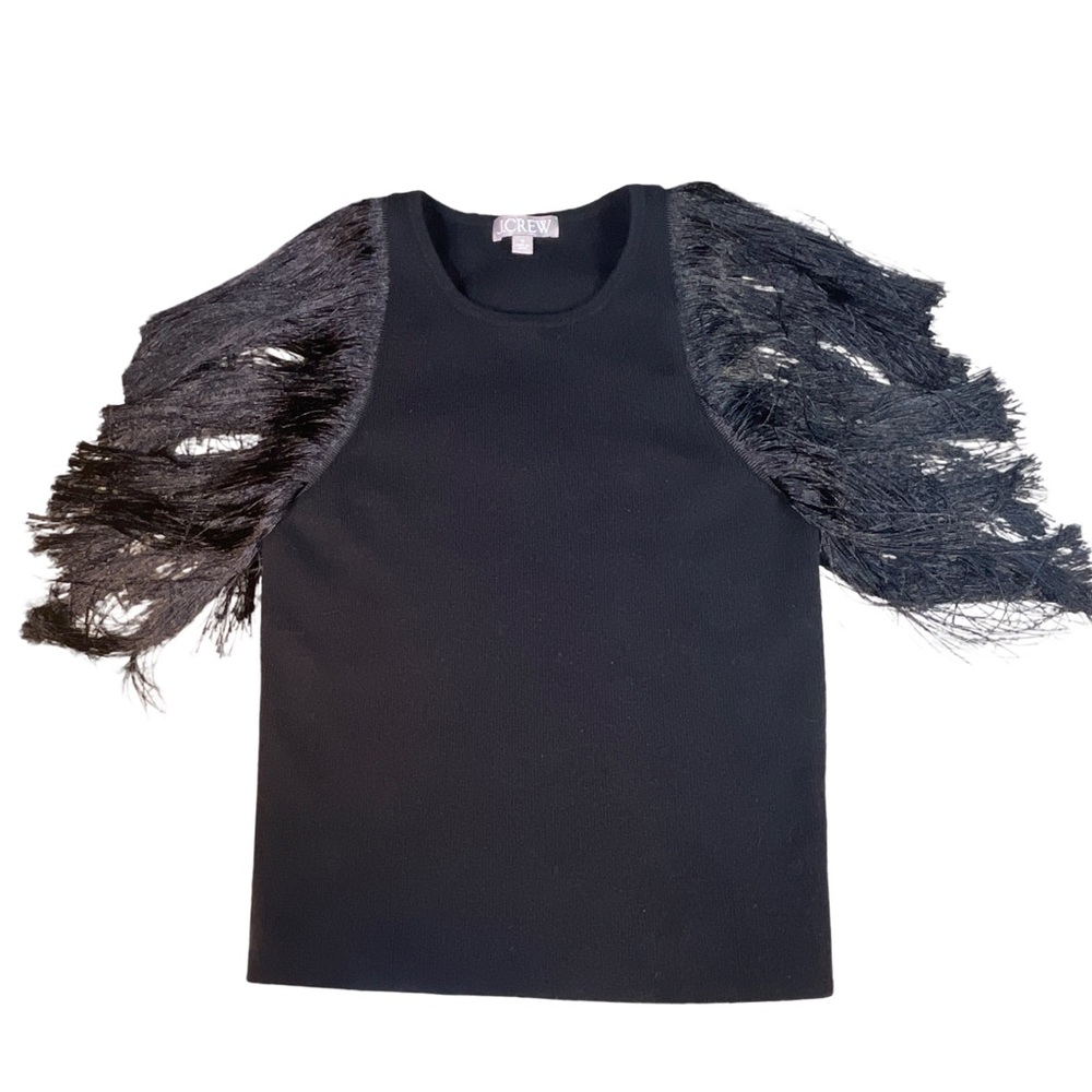 J. Crew Cashmere Fringe-Trim Statement Sweater-Tank Size Medium